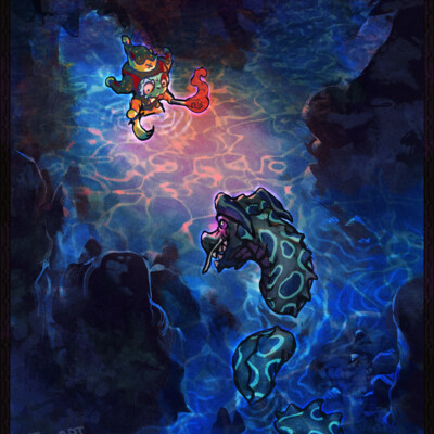 Unfair encounter - Fantasy illustration.