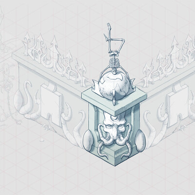 Environment elements. Wall. Column. Ladder. Arch. Stones. Sketch.