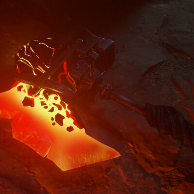 Stylized lava axe (low poly)