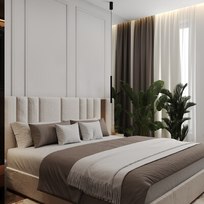 Visualization of a bedroom with a wardrobe