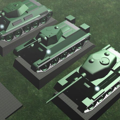 T-34(obrazets 1940g), T-34-76(obrazets 1942g), T-34-85