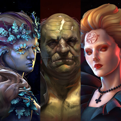 3d head models of orc, satyress and duchess