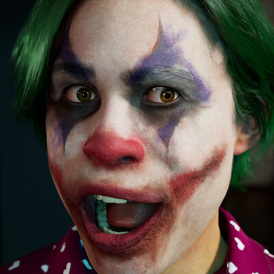 Joker's monologue – facial expressions of a 3D model. 4K (Ultra HD)