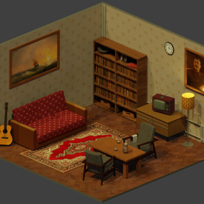 Изометрическая комната в советской стилистике
