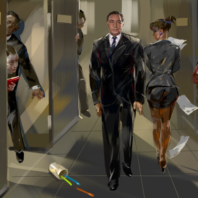 Tikhonov was walking down the corridor