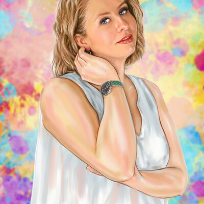 Portrait of a girl with a clock