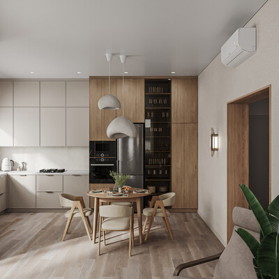Visualization of the kitchen-living room.
