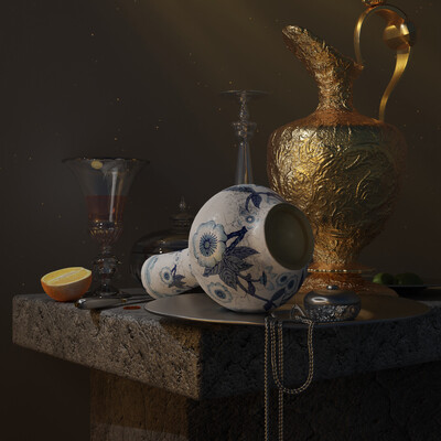 Still life in the style of the small Dutch