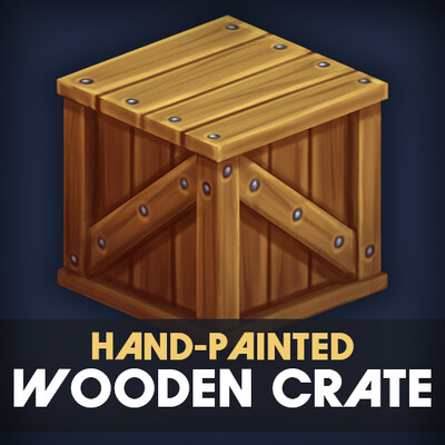 Stylized Hand-Painted Wooden Crate