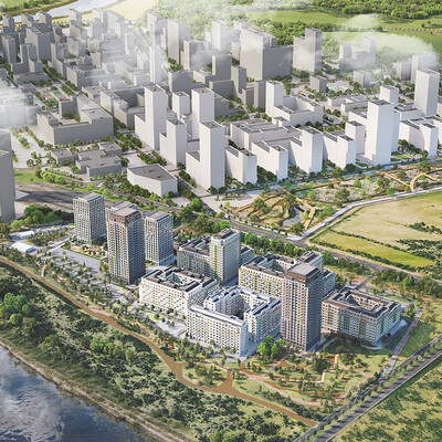 Visualization of the development plan. Oktyabrsky on Tura. Brusnika. Tyumen.
