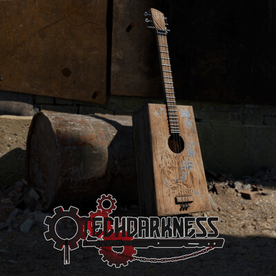 Homemade guitar for the game Techdarkness based on the concept of 2D artist Vauslogia