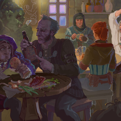 The Witcher's gatherings in the tavern
