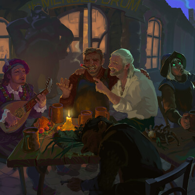 The Witcher at a beer party