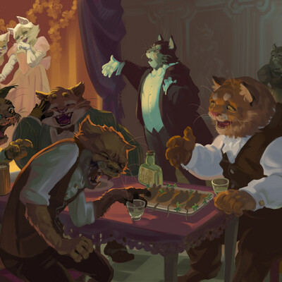 An evening at the gentlemen's cat club