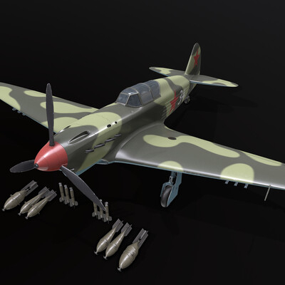 Yak-1 1941 (early series), with FAB 50 and FAB 100 bombs, as well as RS-82 missiles