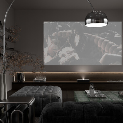 3D visualization of a kitchen-living room in a country house