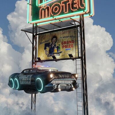 CLOUD CITY, day, the police car