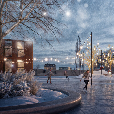 Residential complex. Ice rink shot
