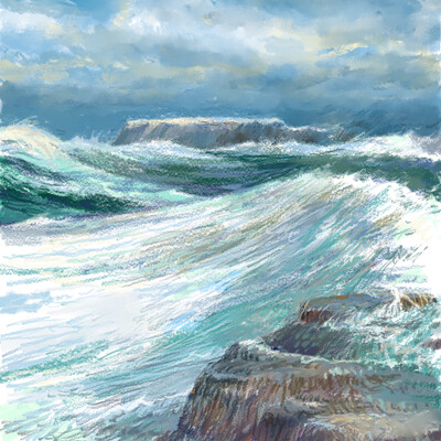 In the cold sea.