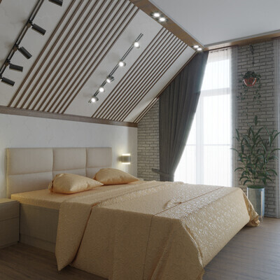 Visualization of an attic bedroom