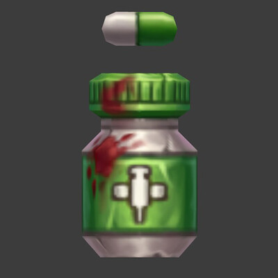 Hand-Paited Pill Bottle with Capsules