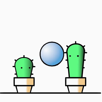 Cacti Having Fun - Grease Pencil