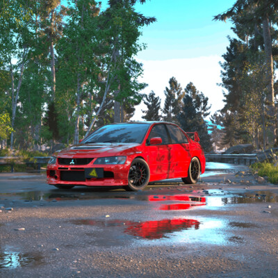Hell is boiling under the hood of the Mitsubishi Lancer Evo 8.