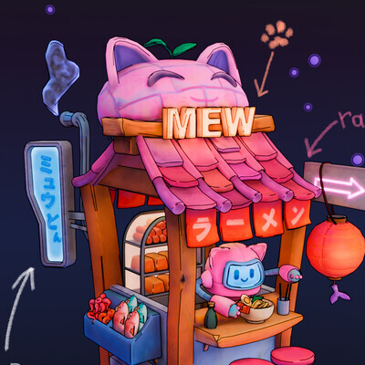 Mew cafe – Stylized Game Prop