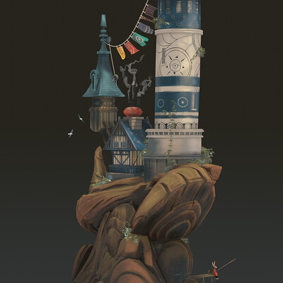 lighthouse Le Phare Handpainted