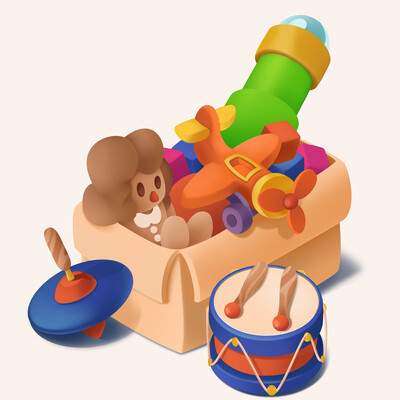 Game asset | toy box | casual style