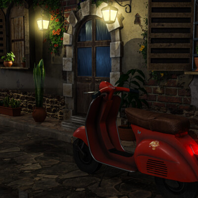 Italian street and Vespa