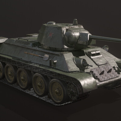 T34-76 tank low polygonal