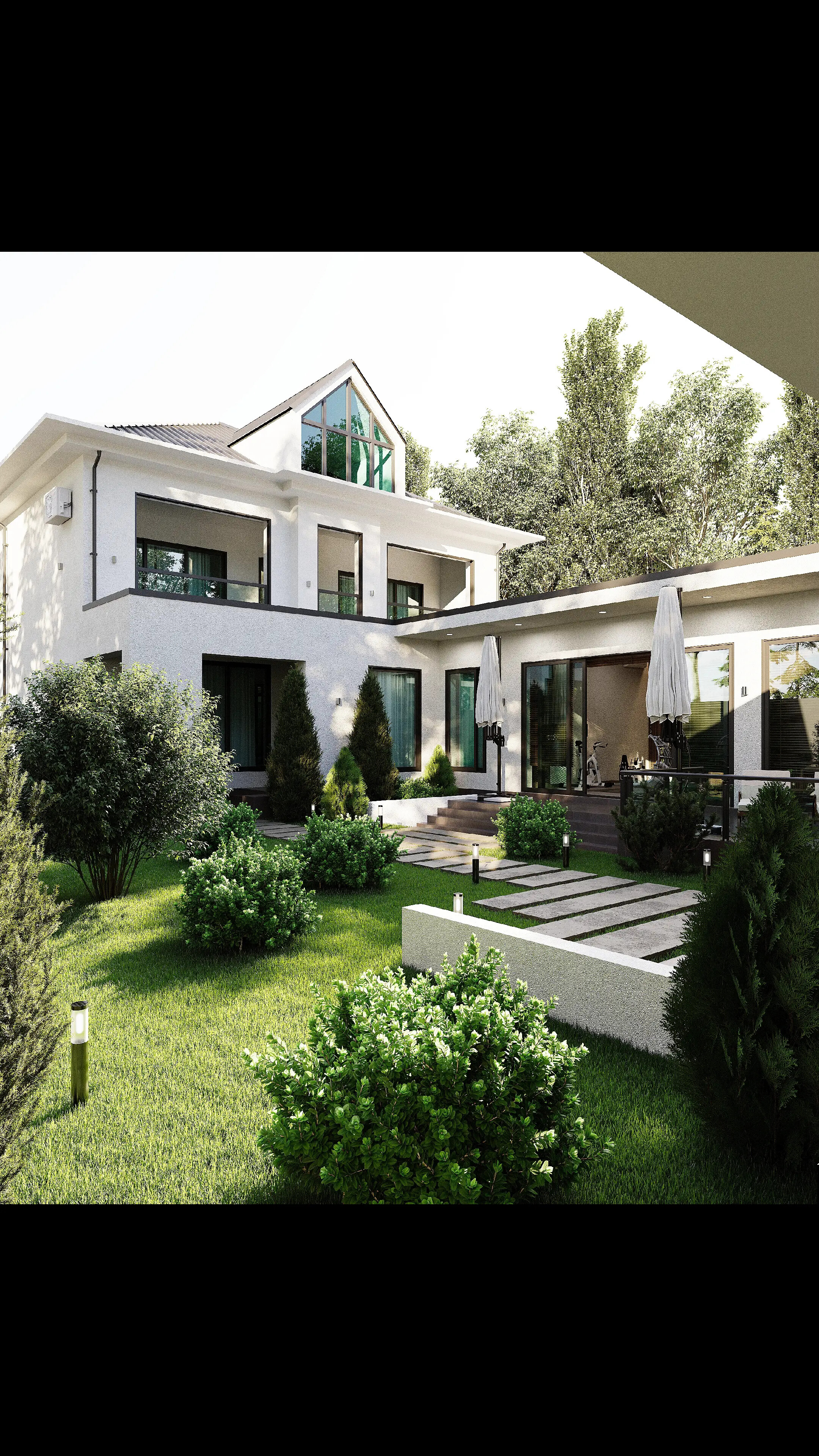 Visualization of the architectural style of the facade of a private house