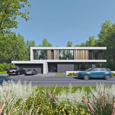 MODERN HOUSE. ARCHITECTURAL PROJECT AND RENDERING