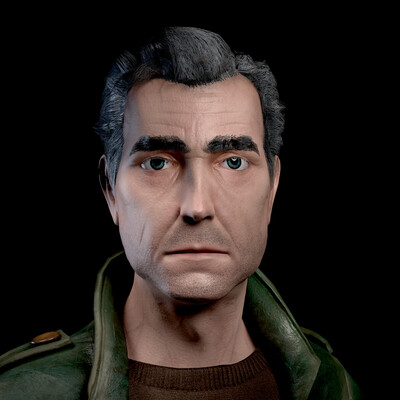 3d character. The gray-haired man