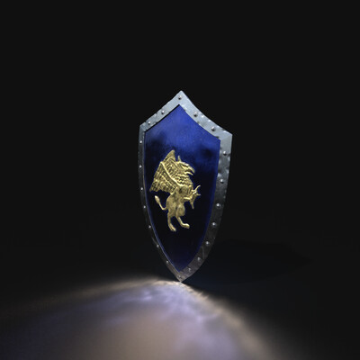 A shield with a griffin from the game Heroes of Might and Magic III (Homm3) in the style of the Medieval