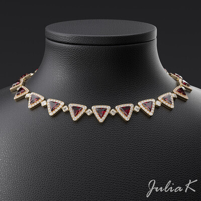 Gold necklace with rubies and diamonds