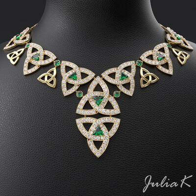 Irish Style Emerald and Diamond Necklace