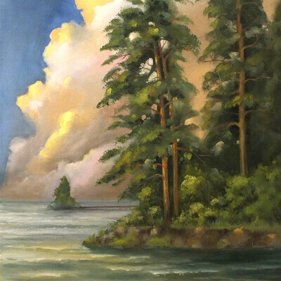Pines on the shore