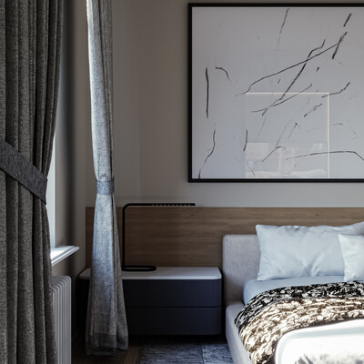 Bedroom in a modern minimalist style