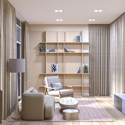 Kitchen-living room in a minimalist style