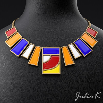 3D necklace design in the Suprematism style.