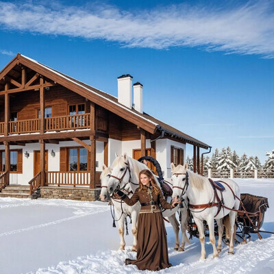 Artistic visualization of a country house.