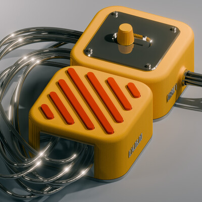 3D Retro Controller Render with Cozy Knob and Cable