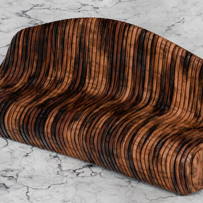 Dreamy 3D Render of Sculptural Cork Lounge Chair