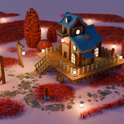 3d house in low poly