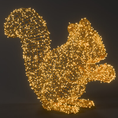 Christmas outdoor photo zone in the form of a squirrel with backlight