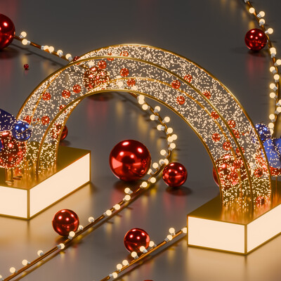 Christmas arch with birds and balloons