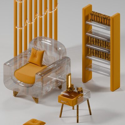 Abstract glass-style interior