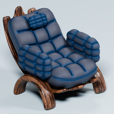 Stylish leather armchair on a wooden base